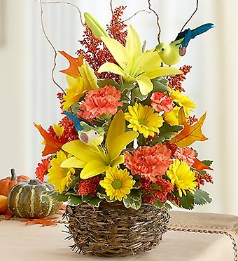 Autumn Birds Nest of Flowers
