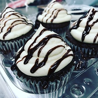 6 Chocolate Cupcakes with Vanilla Buttercream Frosting